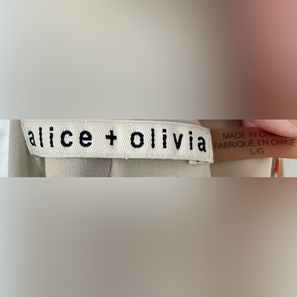 Alice + Olivia Geometric Stripe Dress Mini Halter Multicolor Print Shift; size L - Picture 5 of 7